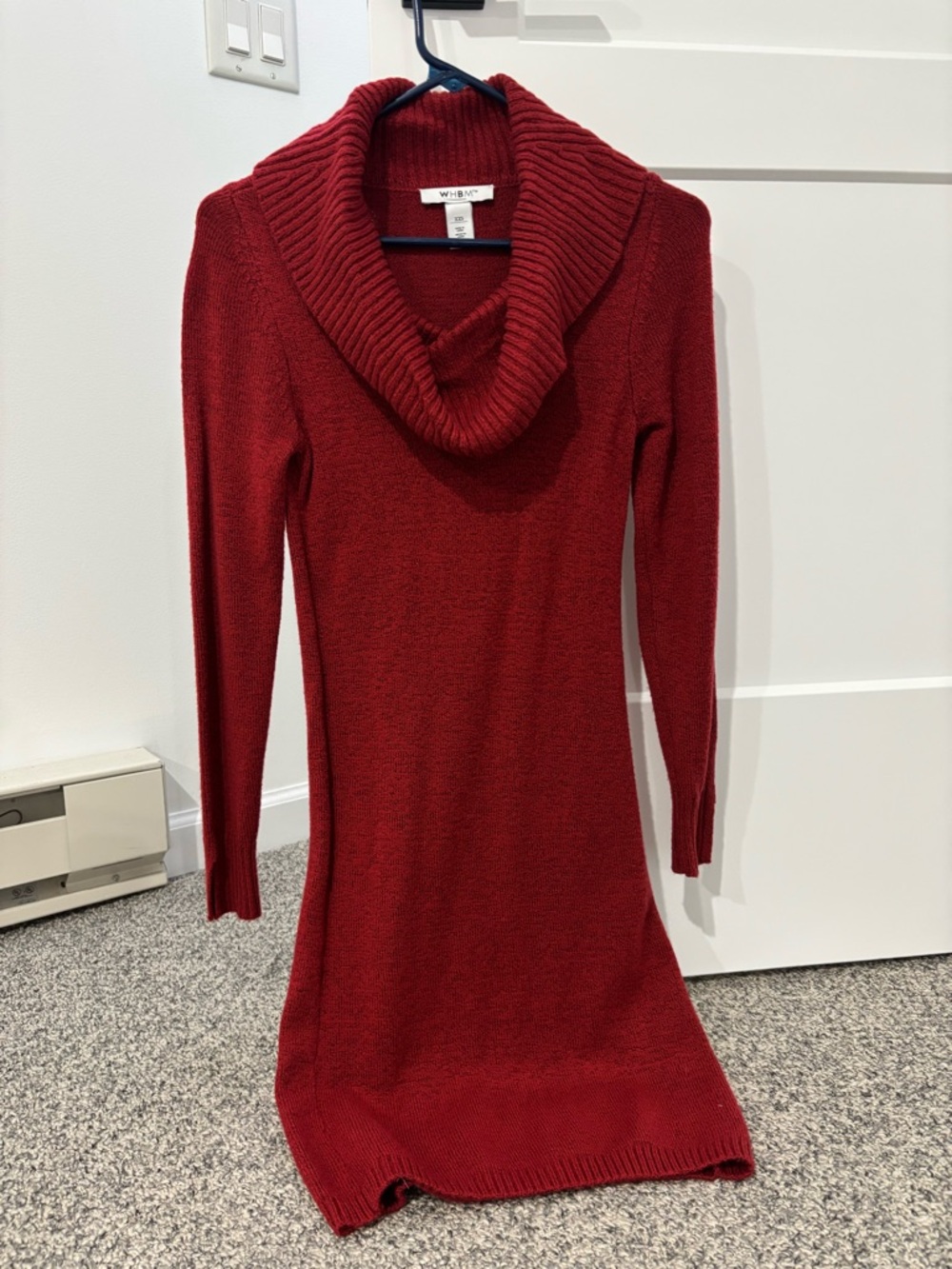 White House Black Market Red Cowl-Neck Sweater Dress